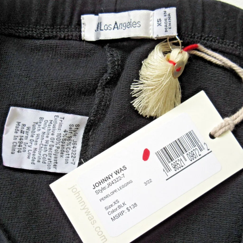 NWT Johnny Was JWLA Penelope Legging in Black Butterfly Embroidered Pants XS - Image 3