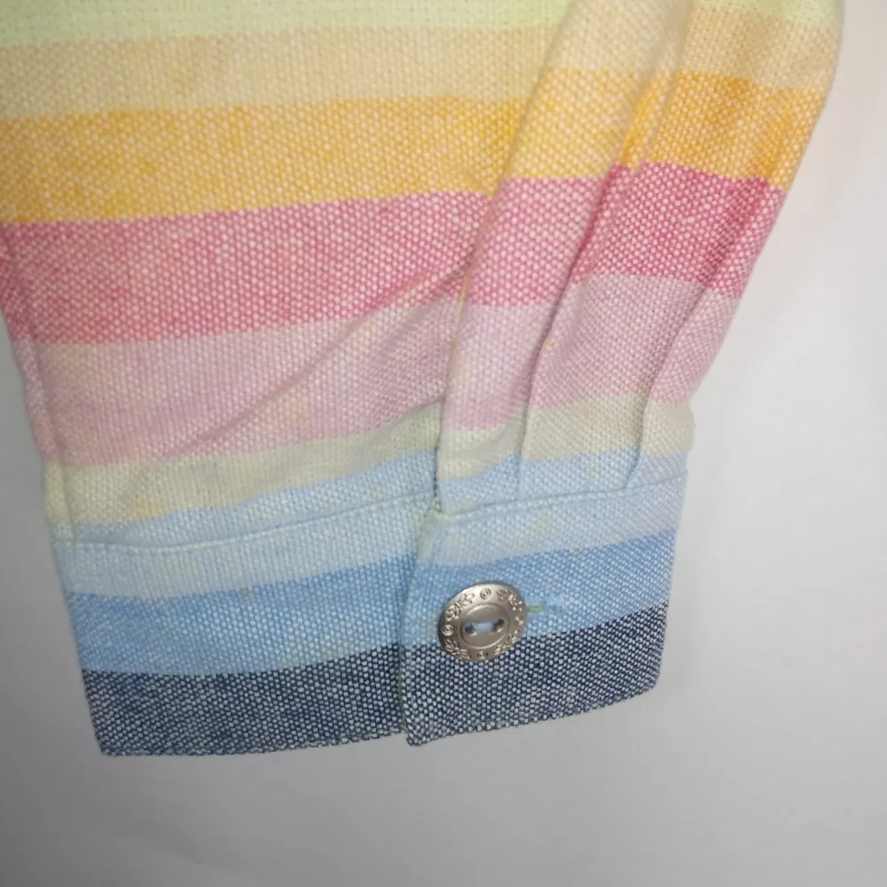 Alfred Dunner L Linen Hombre Rainbow Shacket Top Pink Size L - Image 5