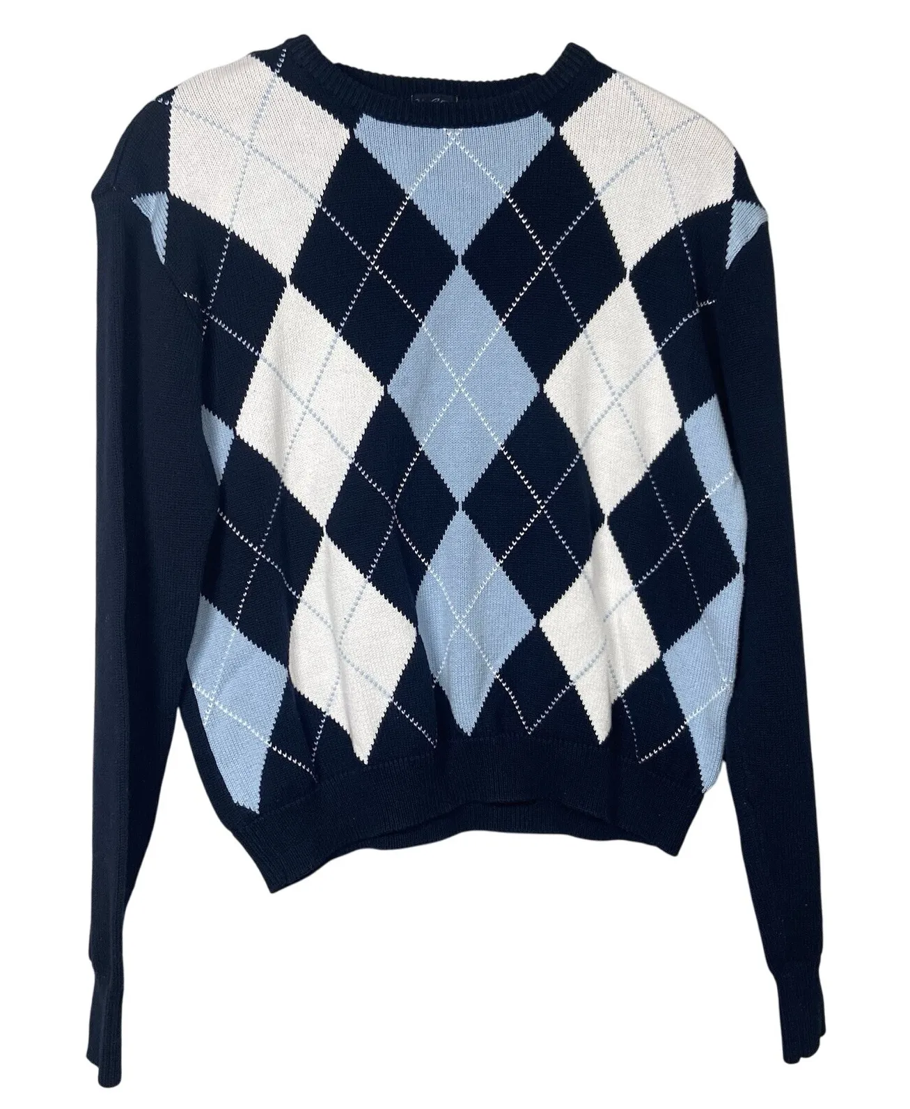 Brandy Melville Blue White Argyle Bernadette Sweater Preppy Y2K Academia 90s Size undefined - Image 1
