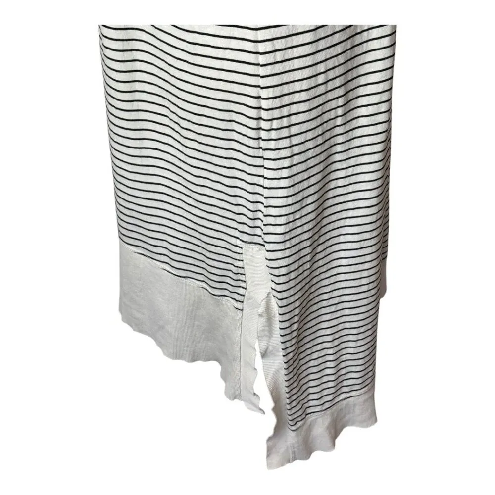 Left of Center Dress Women Medium Ivory Black Resort Lounge Striped Asymmetrical - Image 9