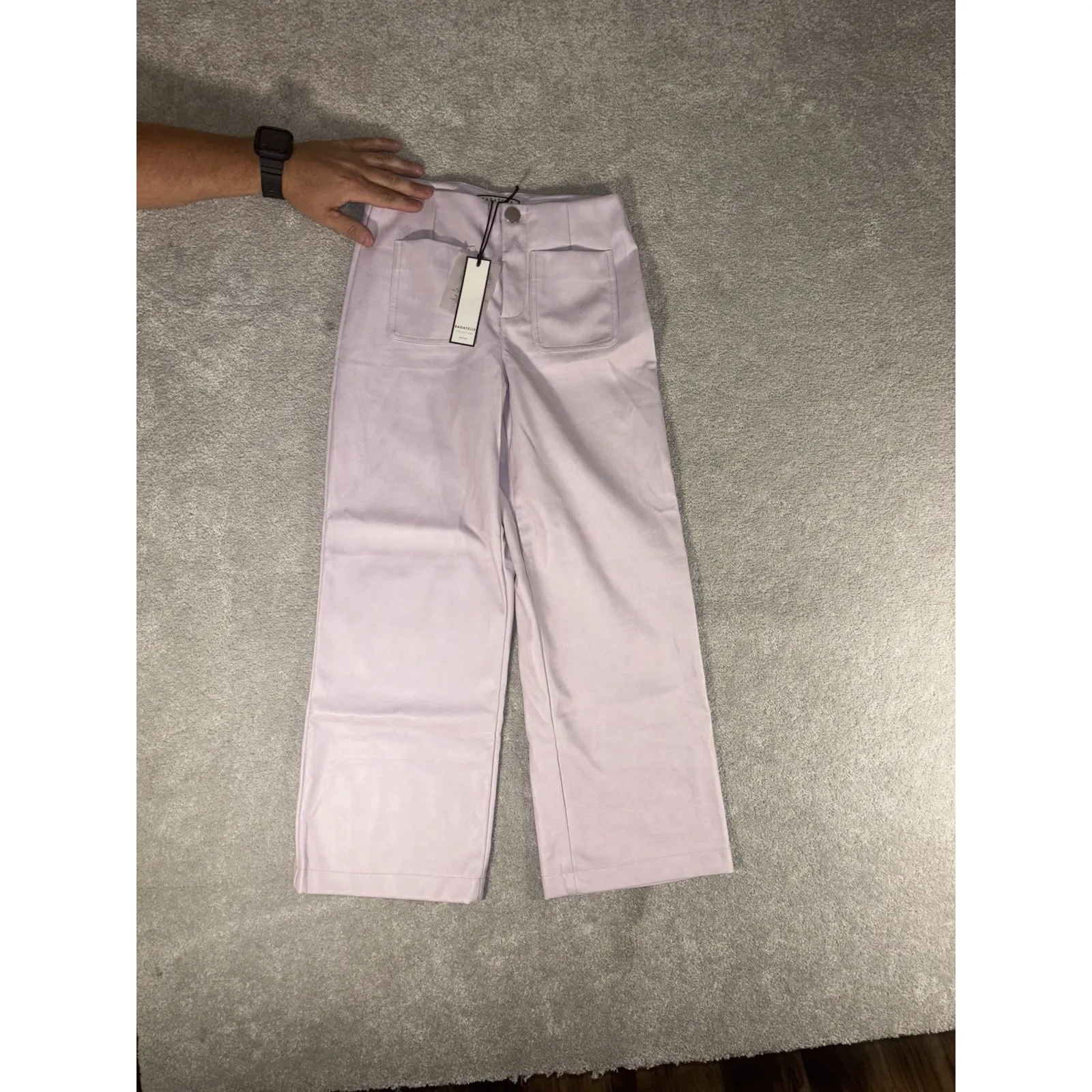 bagatelle purple faux leather‎ pants wide leg cropped NWT Xs (26x25) - Image 2