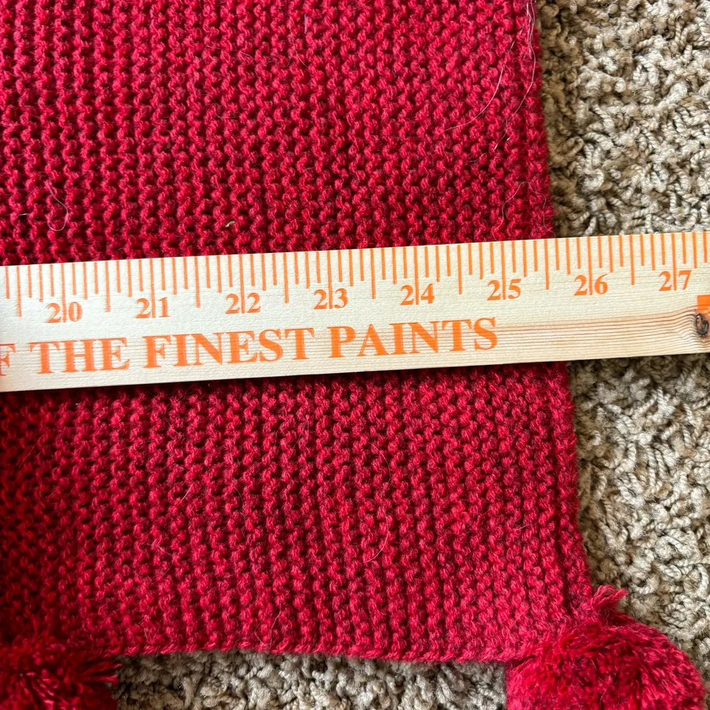 Coco‎ + Carmen red infinity knit scarf with pom-poms - Image 4