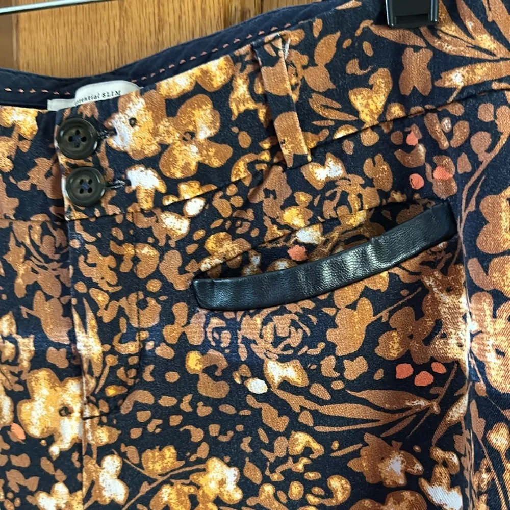 Anthropologie The Essential Slim Pants Floral & Leopard / Cheetah Print Sz 2 US - Image 2