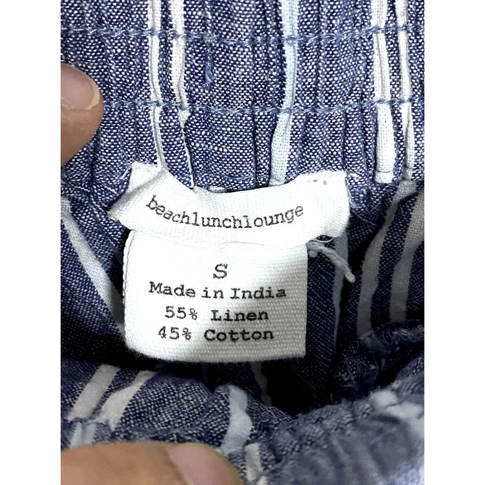 Beach Lunch Lounge Margot Cropped Drawstring Pants S Linen Striped Beach Summer - Image 5