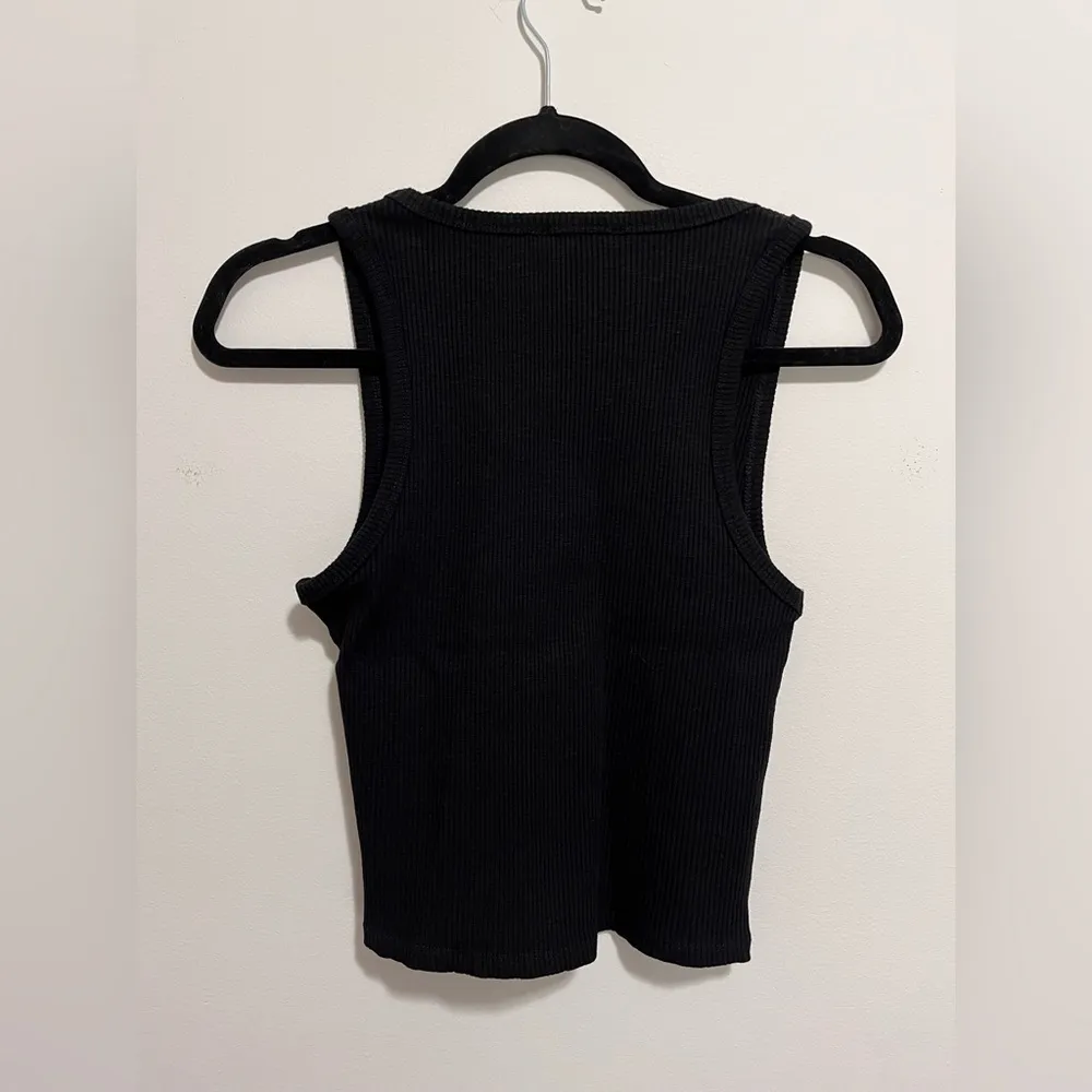 LOVE TREE Black Ribbed Sleeveless Shirt Women’s Tank Top Diamonds Sz M NWOT - Image 4