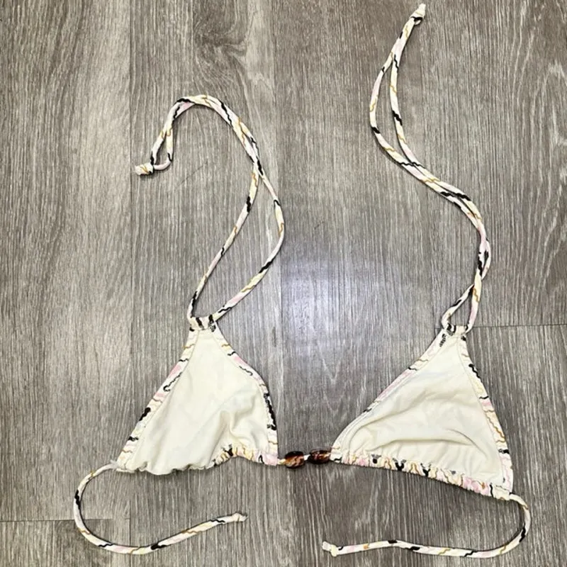 Eberjay Eberjey Pastel Pink Brown Orange Chevron Zig-Zag Striped Beaded String Bikini M - Image 3