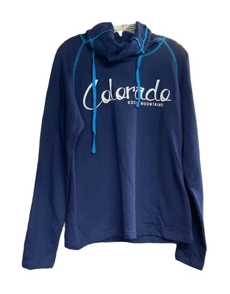PRAIRIE MOUNTAIN Colorado Rocky Mountains Women’s Sweatshirt Size Medium Blue - Image 1