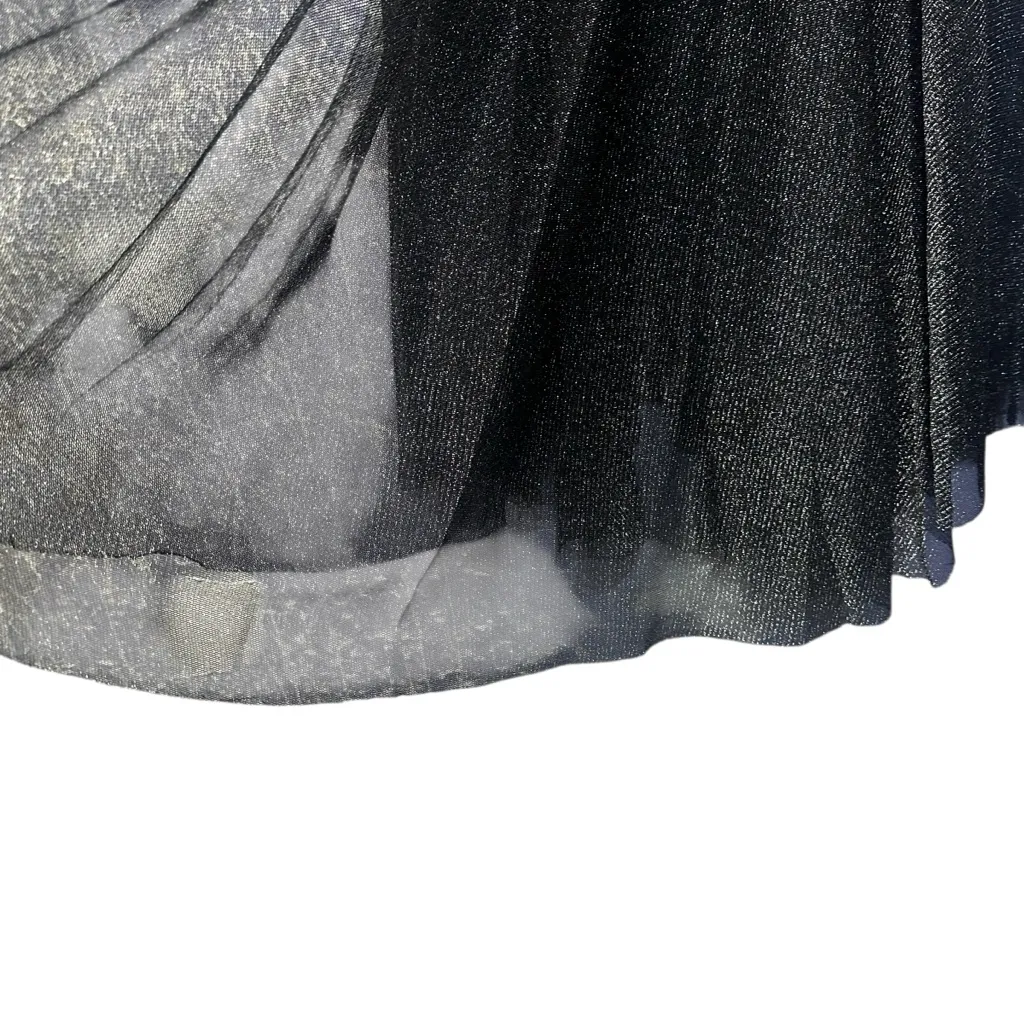 Vintage Y2K Handkerchief Hem Sheer Layered Black Metallic Skirt Sparkle Med - Image 4