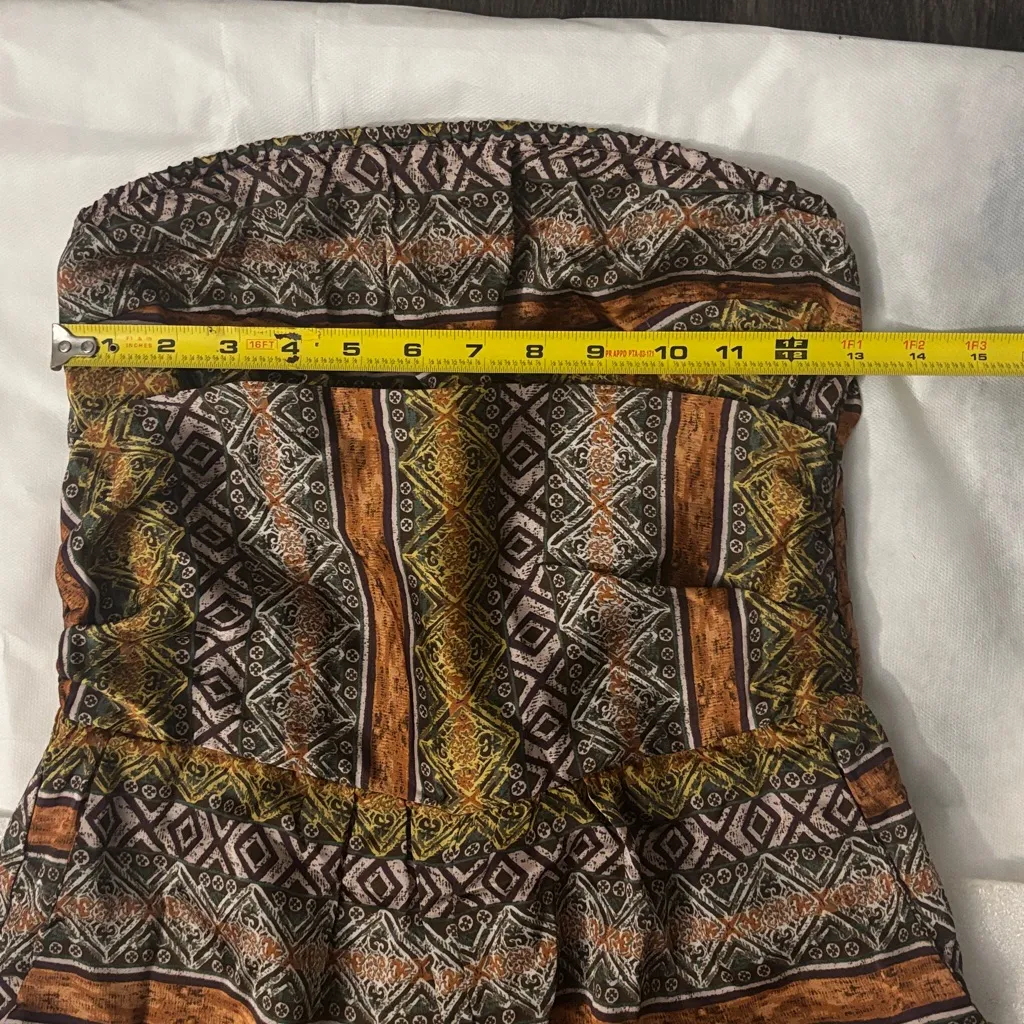 Lumiere Drop Waist Strapless Jumpsuit NEW S Boho Dopamine Coconut Girl Prints Orange - Image 7