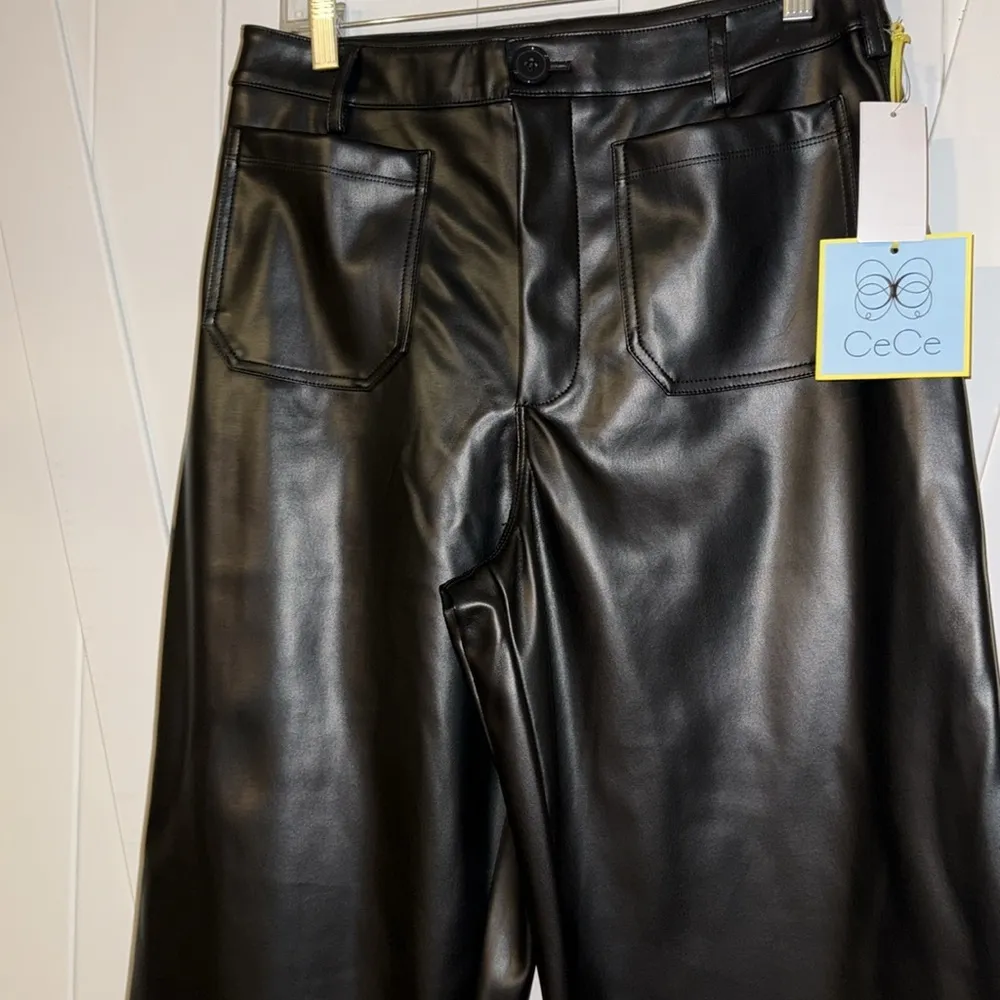 CeCe Faux Leather Cropped Wide Leg Pants - Image 5