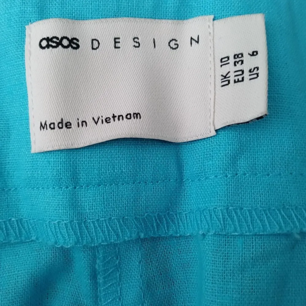 Asos linen blend blue high-waisted short size 6 - Image 5