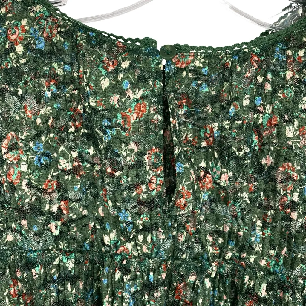 Anthropologie Porridge Green Floral Lace Ruffle Blouse Top - Image 8