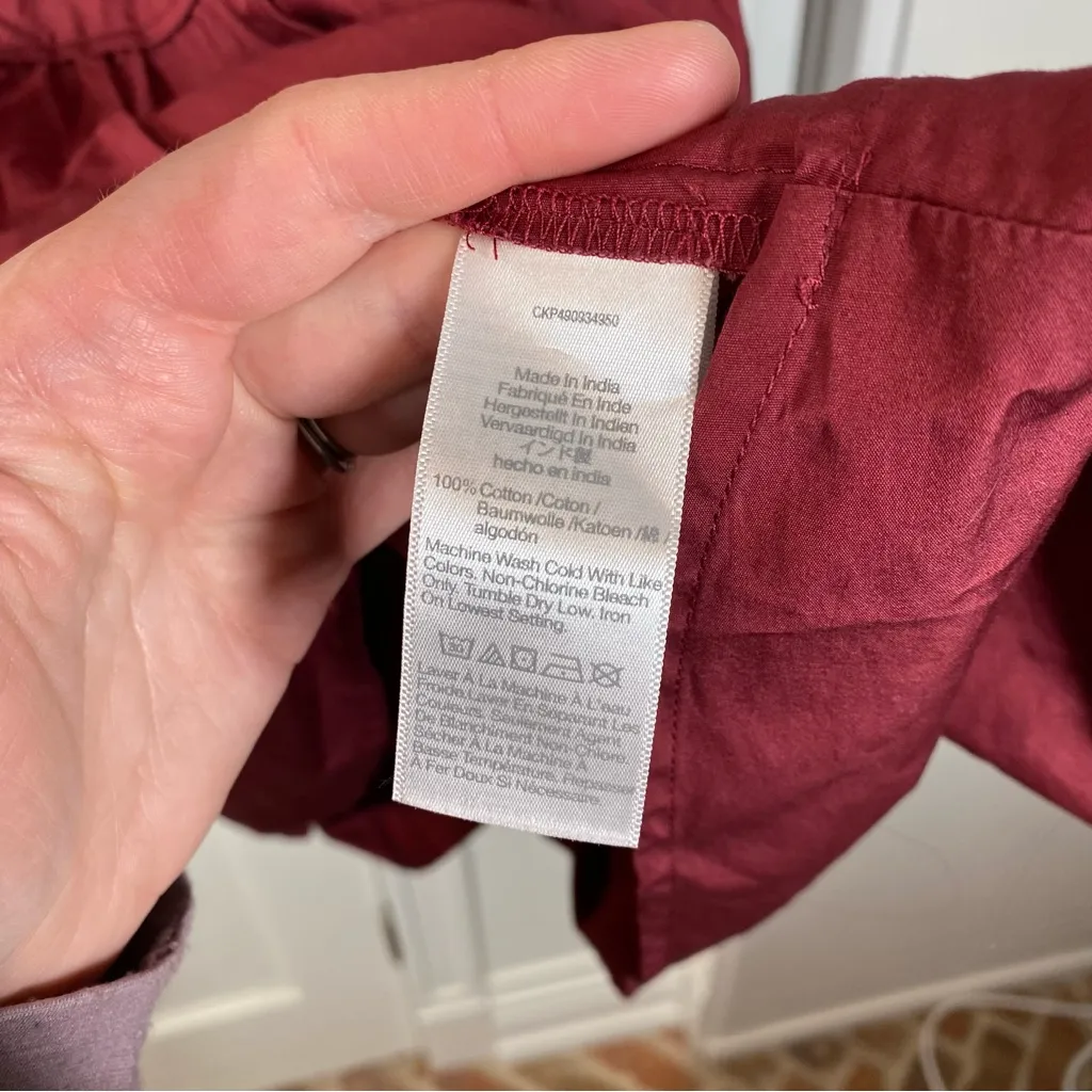 Madewell Puff-Sleeve Mini Dress in‎ Poplin Claret burgundy size small NWT - Image 3