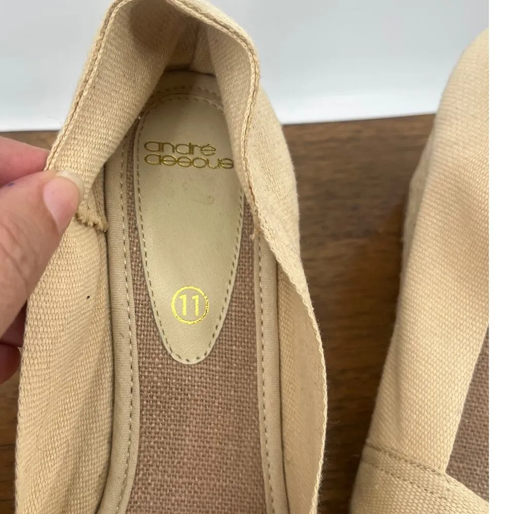 Andre Assous Canvas Expadrilles Womens Shoes Sz 11 Coastal Preppy Slip On Wedge - Image 10