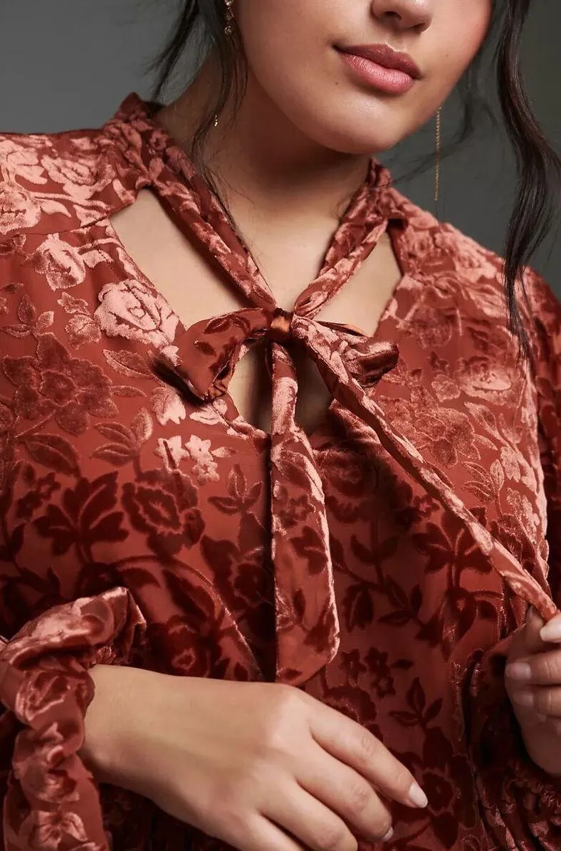 Velvet Tie Neck Blouse - Image 3