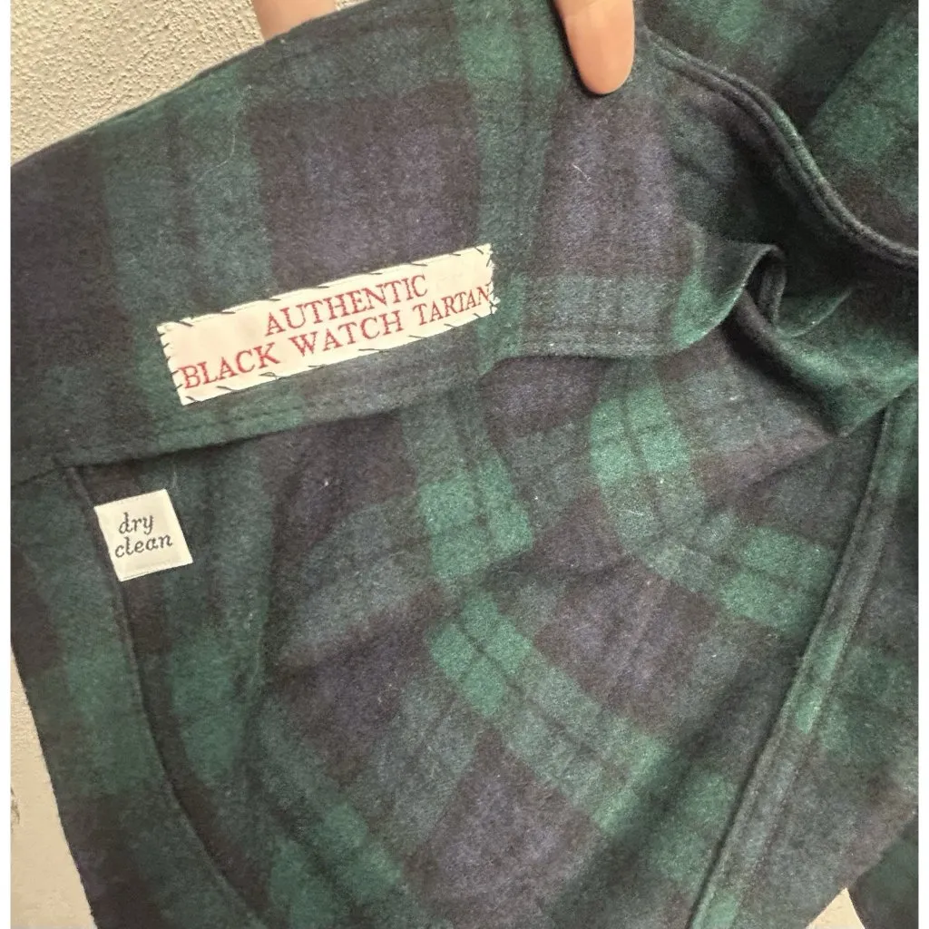 Vtg Pendleton Blazer Jacket Large Green Blue Tartan Plaid Virgin Wool Crest - Image 5