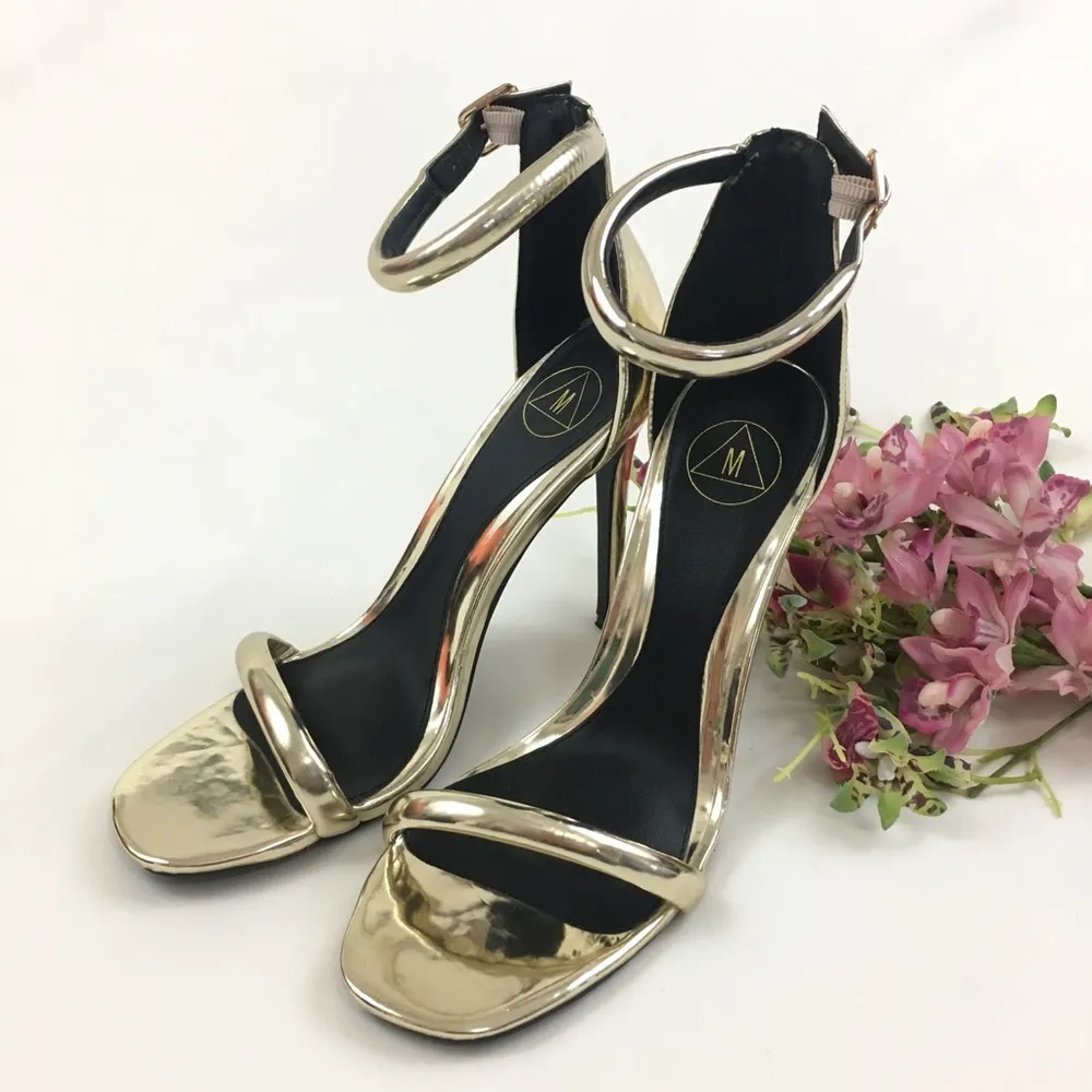 Missguided Barely There Gold Sandals 9 - Image 3