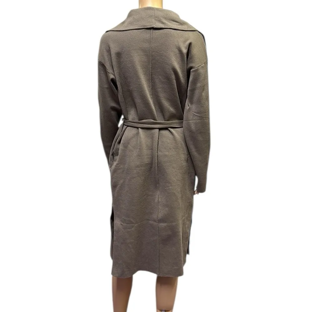 Love Tree Neutral Tan Soft Knit Belted Cardigan Trench Coat Womens Medium - Image 8