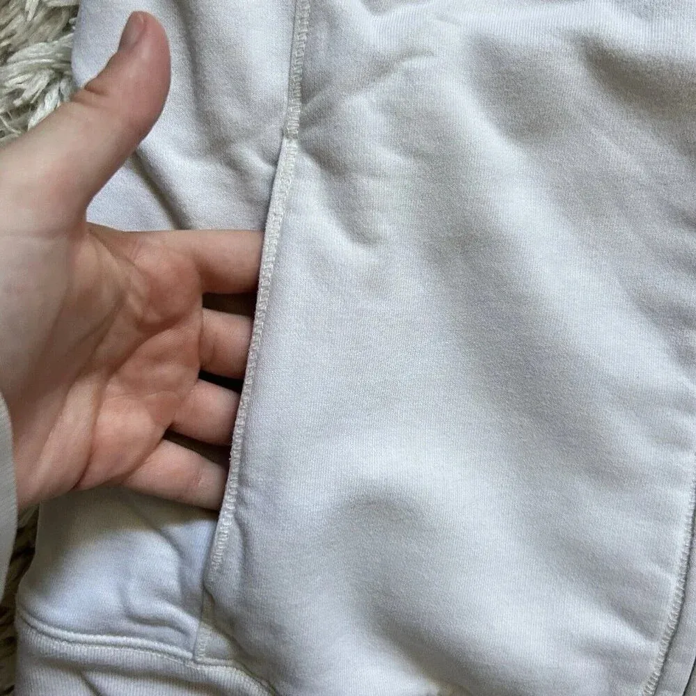 The North Face White Full Zip Up Hoodie Tan Fleece Jacket Womens Medium M - Image 2