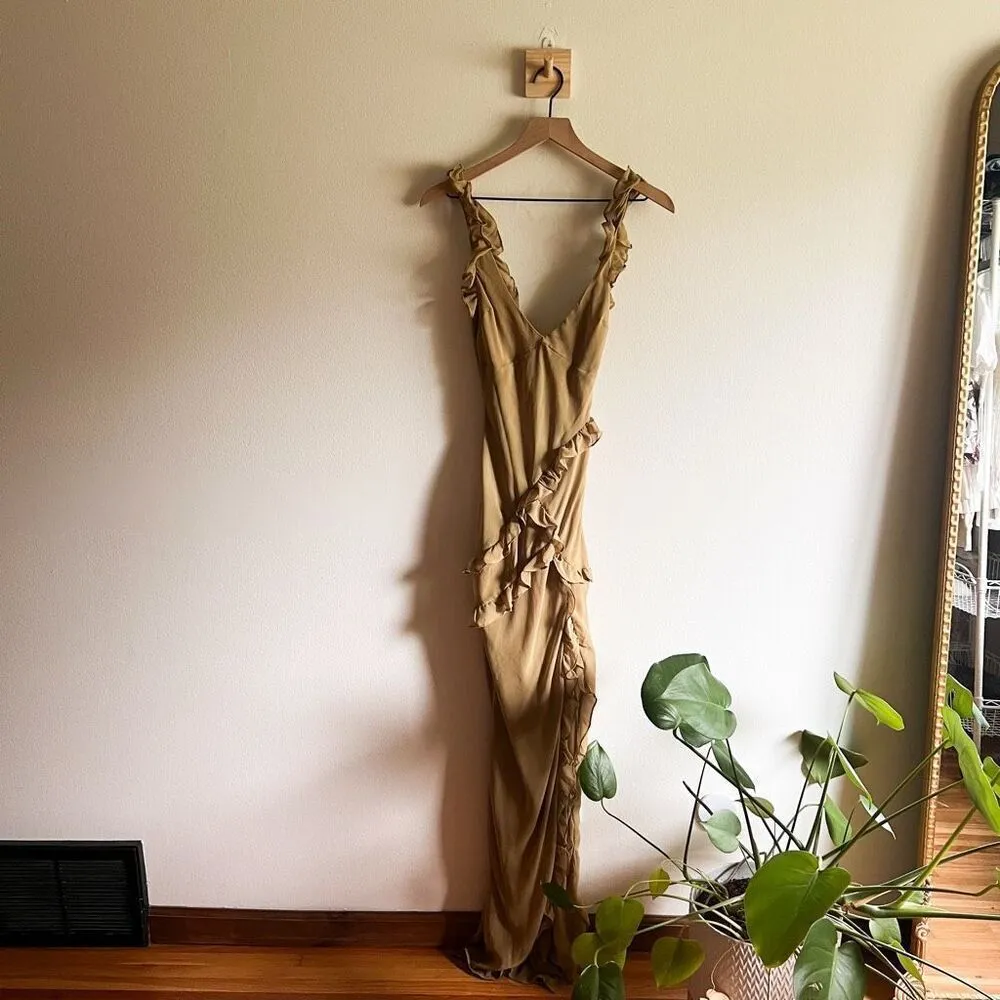 House of CB Pixie Olive Ruffle Maxi Dress Size XS - Image 8