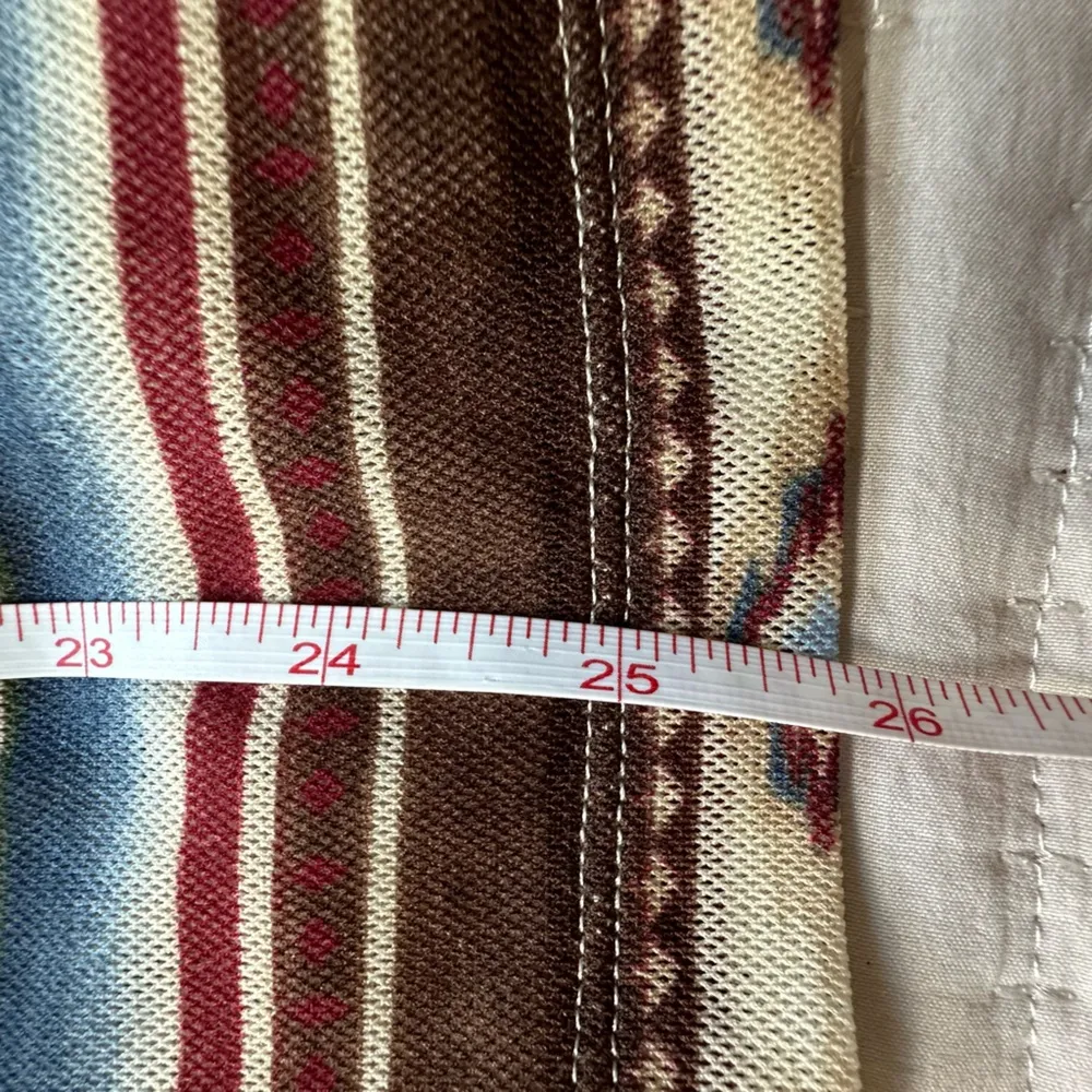 Ralph Lauren Chaps Denim western Aztec print sheer lined leather lace up shirt - Image 7