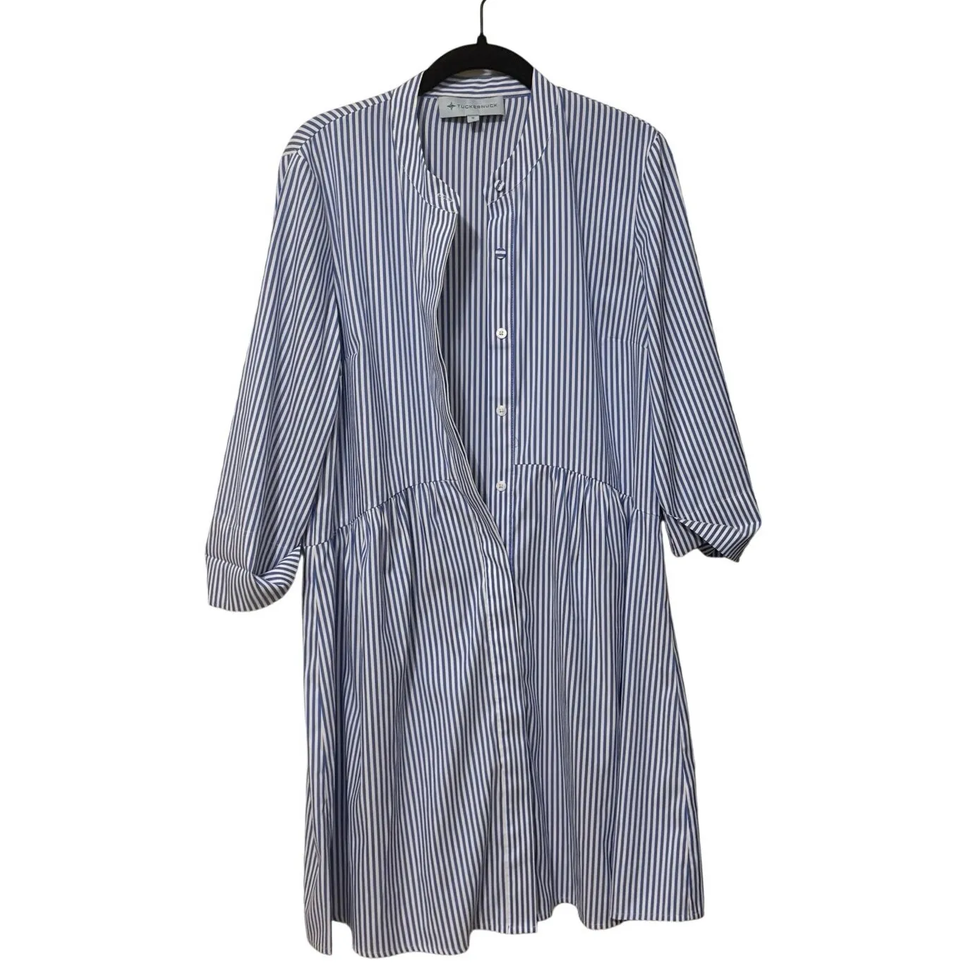 Tuckernuck Blue White Stripe Royal Shirt Mini Dress Size Small - Image 3