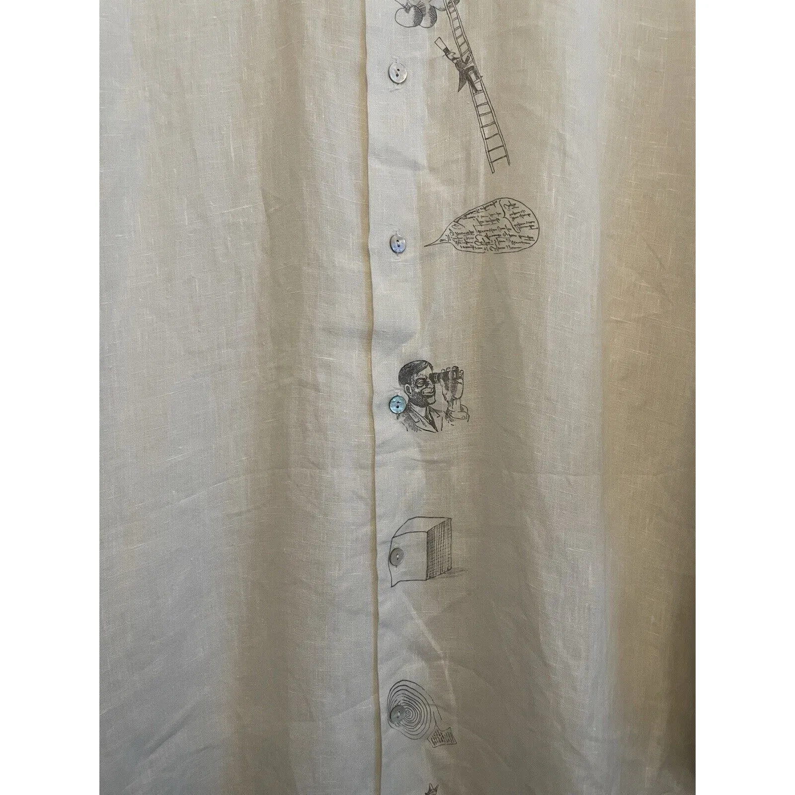 Vintage 1990s Hey Max! Linen Tunic Button Up Shirt‎ Women Size Small Art To Wear White - Image 6