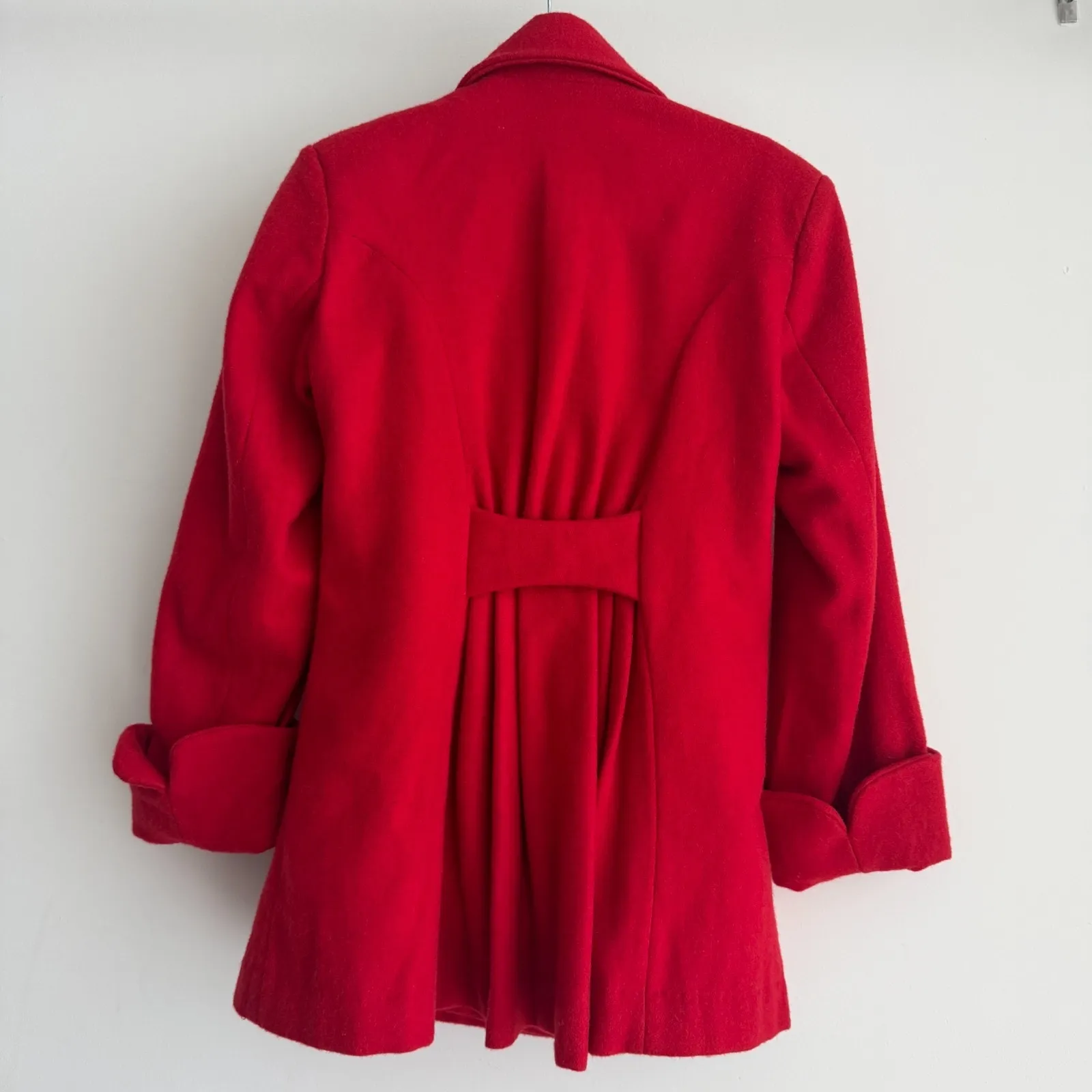 Vintage Pea Coat Womens 6 Red Wool Blend Double Breasted Quiet Luxury Elegant - Image 7