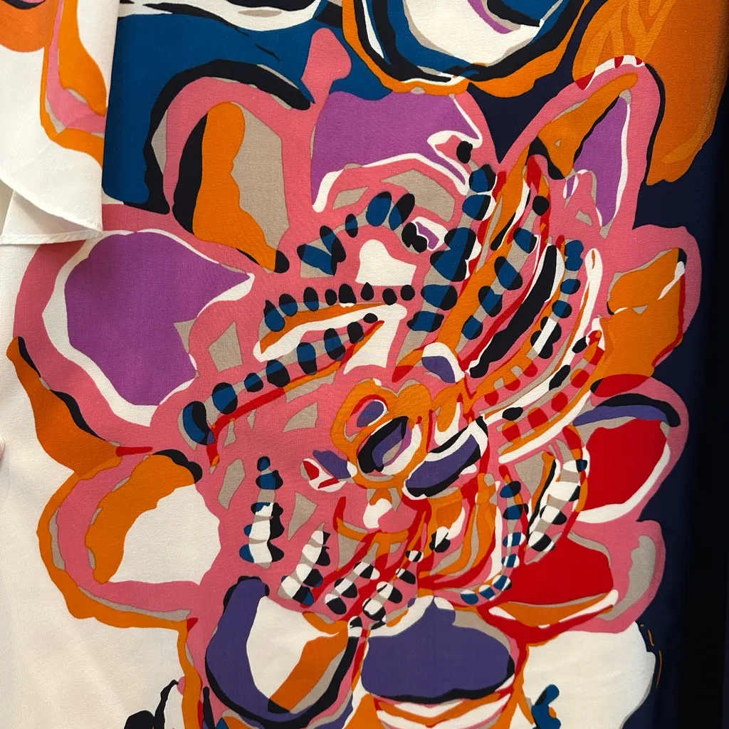 Anthropologie Maeve Vero Watercolor Floral Silk Shift Dress Boho Hippie Size S - Image 8