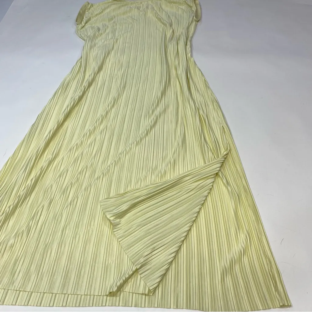 Atlein Plisse Midi Dress Size S Yellow - Image 4