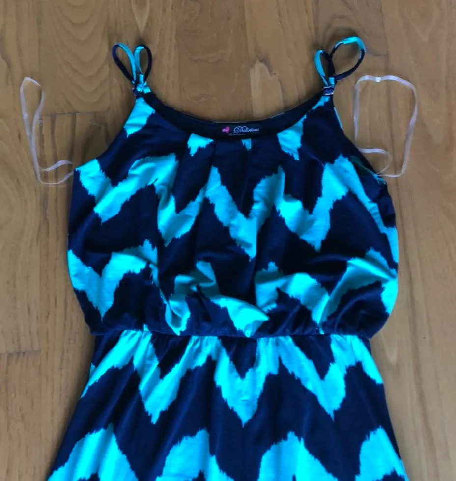 chevron print maxi dress teal and navy blue - Image 2