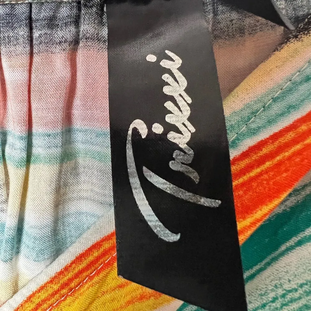 Trixxi Women's Maxi Flutter Multi-color Print Top Long Length Dress Sz M - Image 11