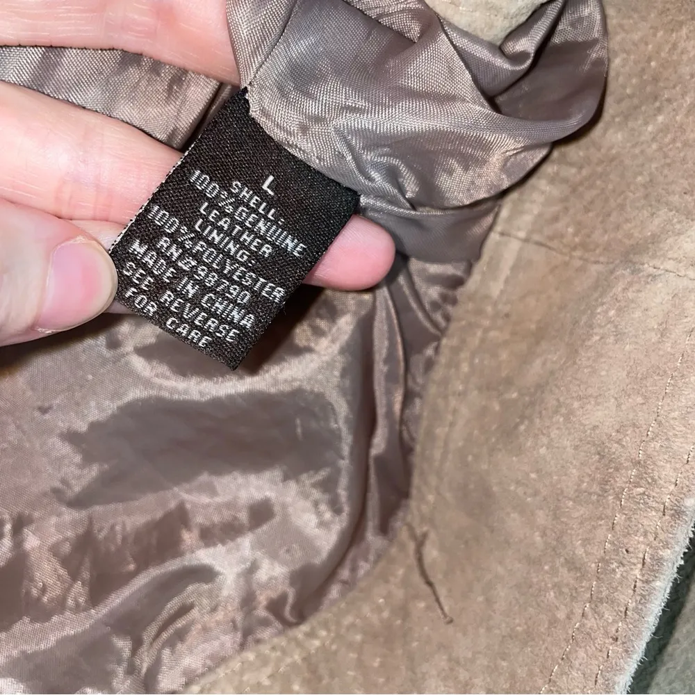 Dollhouse L Suede Leather Jacket Tan Ruffle Coat - Image 6