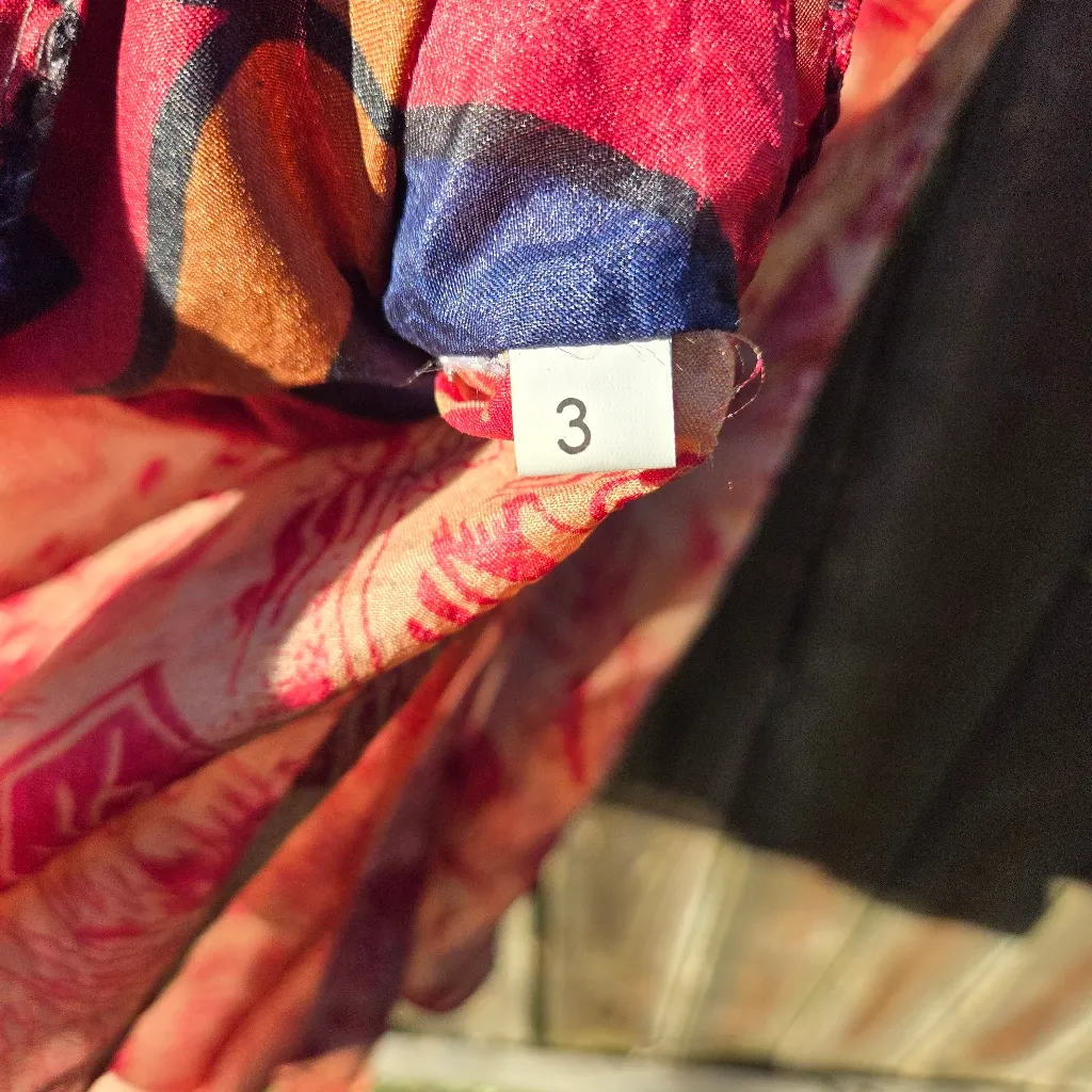 Boho Vintage Silk Wrap maxi skirt XL Red - Image 10