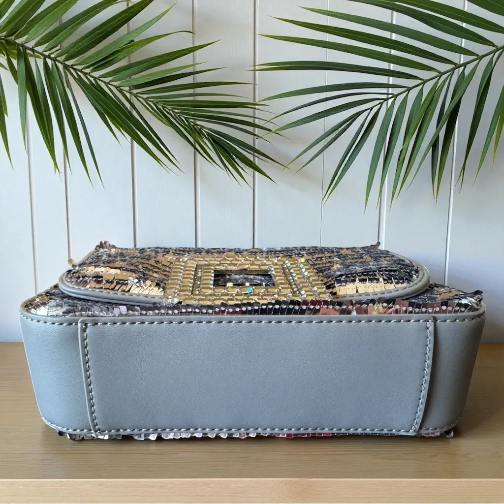 BIBI LOU Anthropologie Silver & Black Sequin Shoulder Bag - Image 6