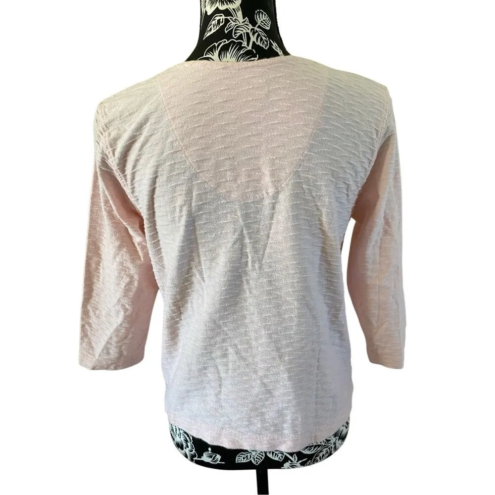 Christopher And Banks Textured Blouse V Neck Office Workwear Casual Cotton - Image 2