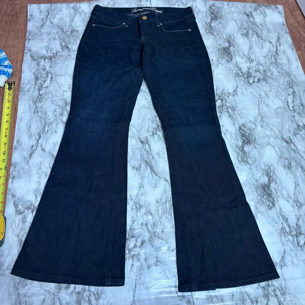 American Eagle vintage Y2K real flare dark Wash denim jeans size 6 - Image 5