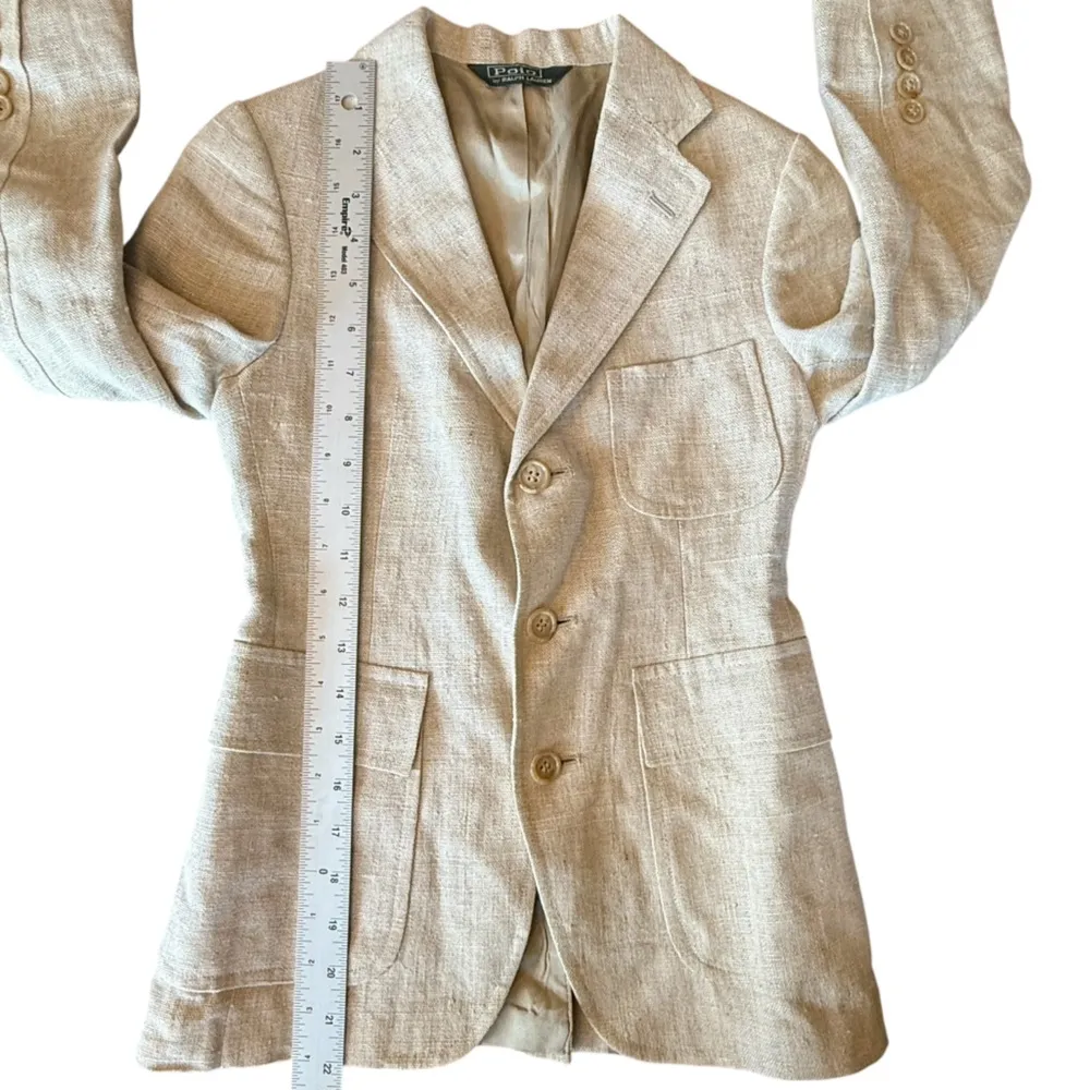Polo Ralph Lauren Vintage Tweed/Linen Blazer Women’s 10 – Beige Made in USA ‘80s - Image 14