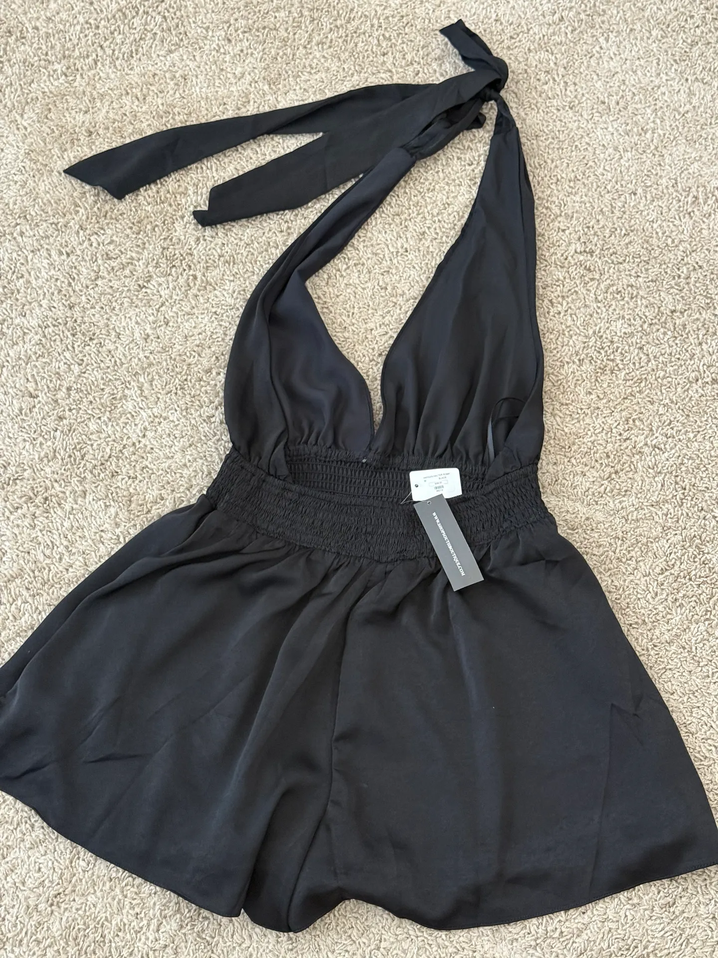 Black Satin Romper - Image 2