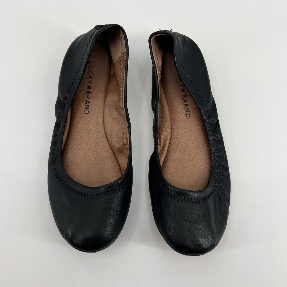 Lucky Brand Emmie Ballet Leather Flats slip on round toe casual ruched size 6 - Image 6