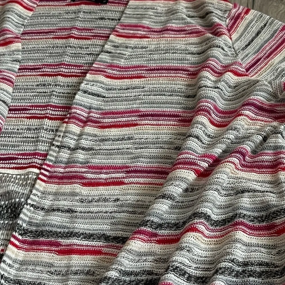 Nic+Zoe Women’s Linen Blend Multicolor Striped Waterfall Asymmetric Cardigan XL - Image 6