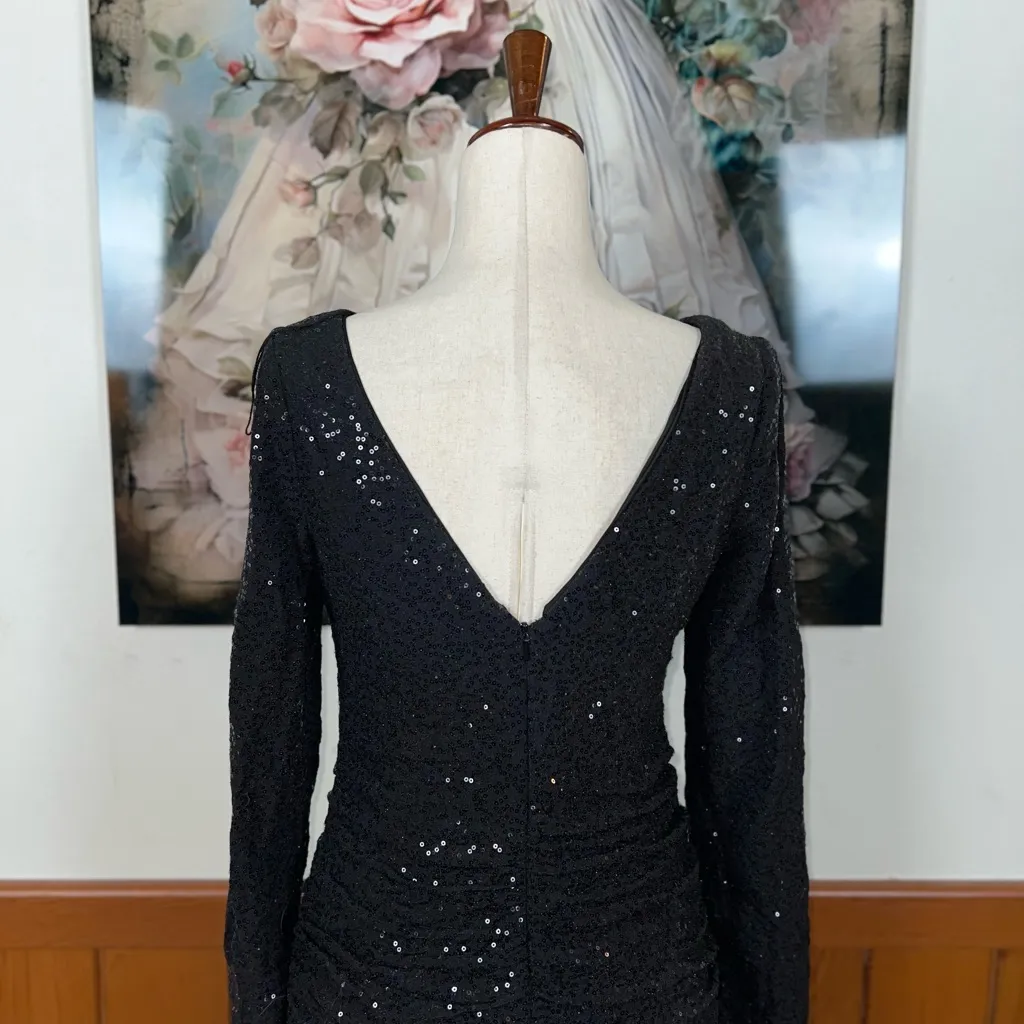 Elegant Aidan Mattox Black Sequin Mini Dress! - Image 8