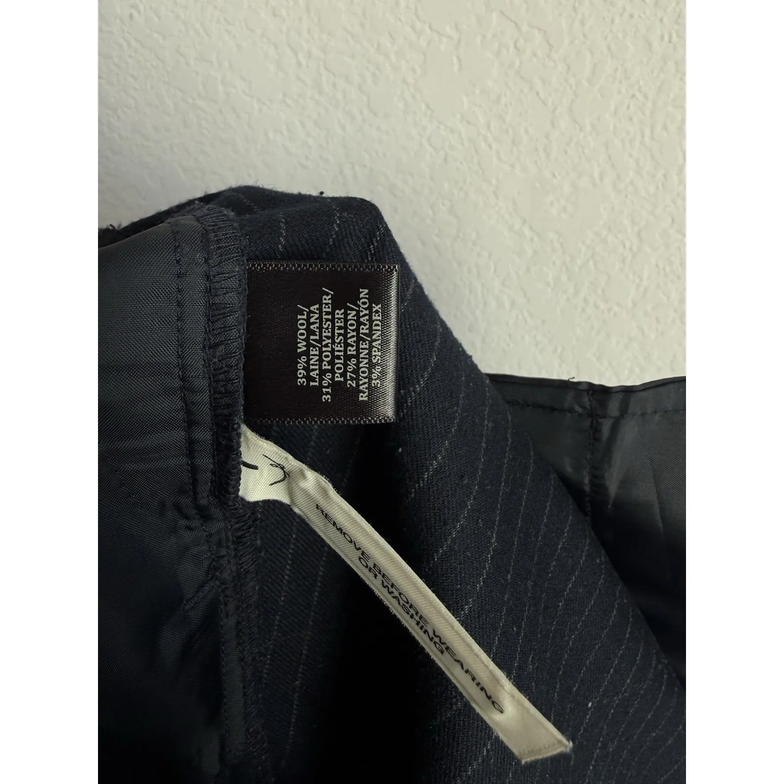 Ann Taylor Women's Size 14 Navy Pinstripe Dress Pants Trousers Wool Blend Career - Image 9