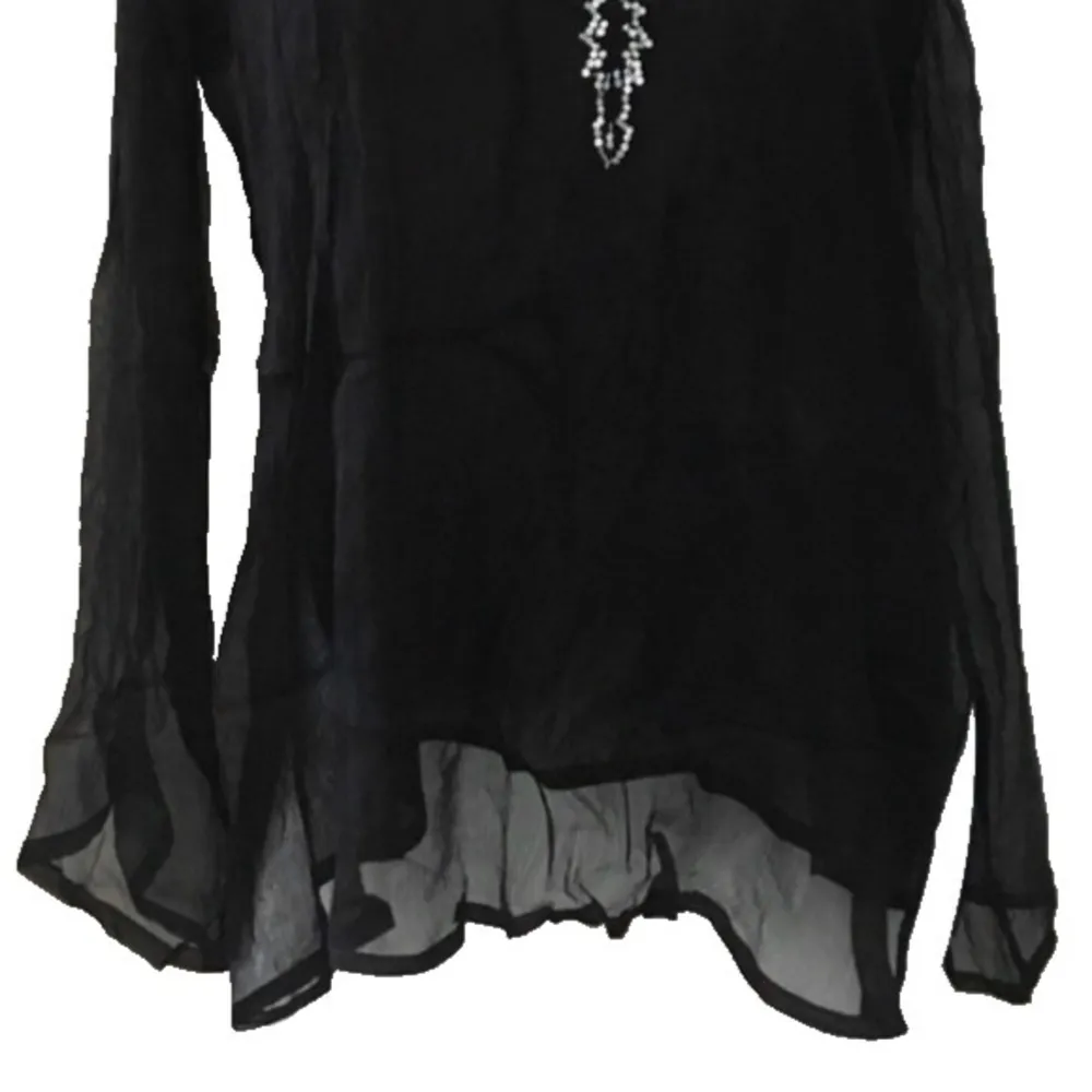 new Chaudry ❃ Viscose Sequin Embellished V Neck Caftan Top ❃ Swim Cover ❃ Black Size L - Image 10