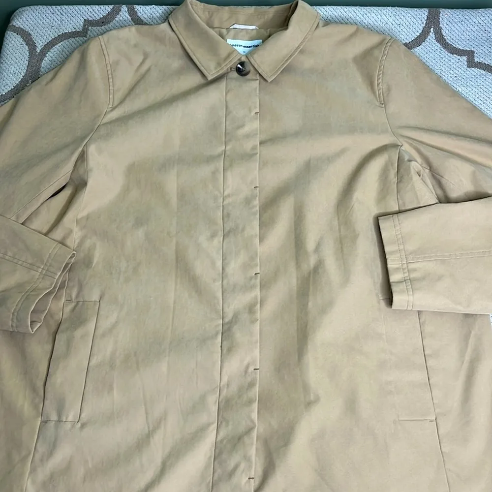 Amazon Essentials tan soft classic neutral button front trench jacket Size XXL - Image 15
