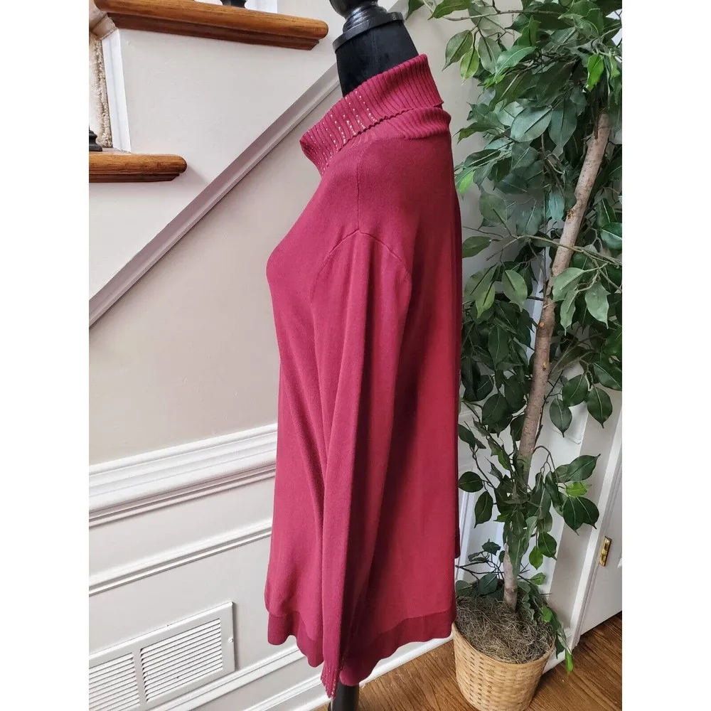 Alfani Women Solid Pink Rayon Long Sleeve Turtle Neck Casual Sweater Size Medium - Image 7