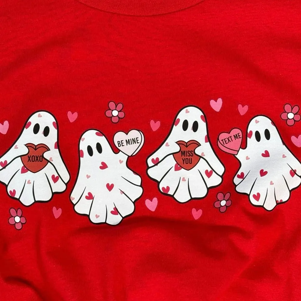 Valentines Day Spooky Ghosts Large T-Shirt - Image 2