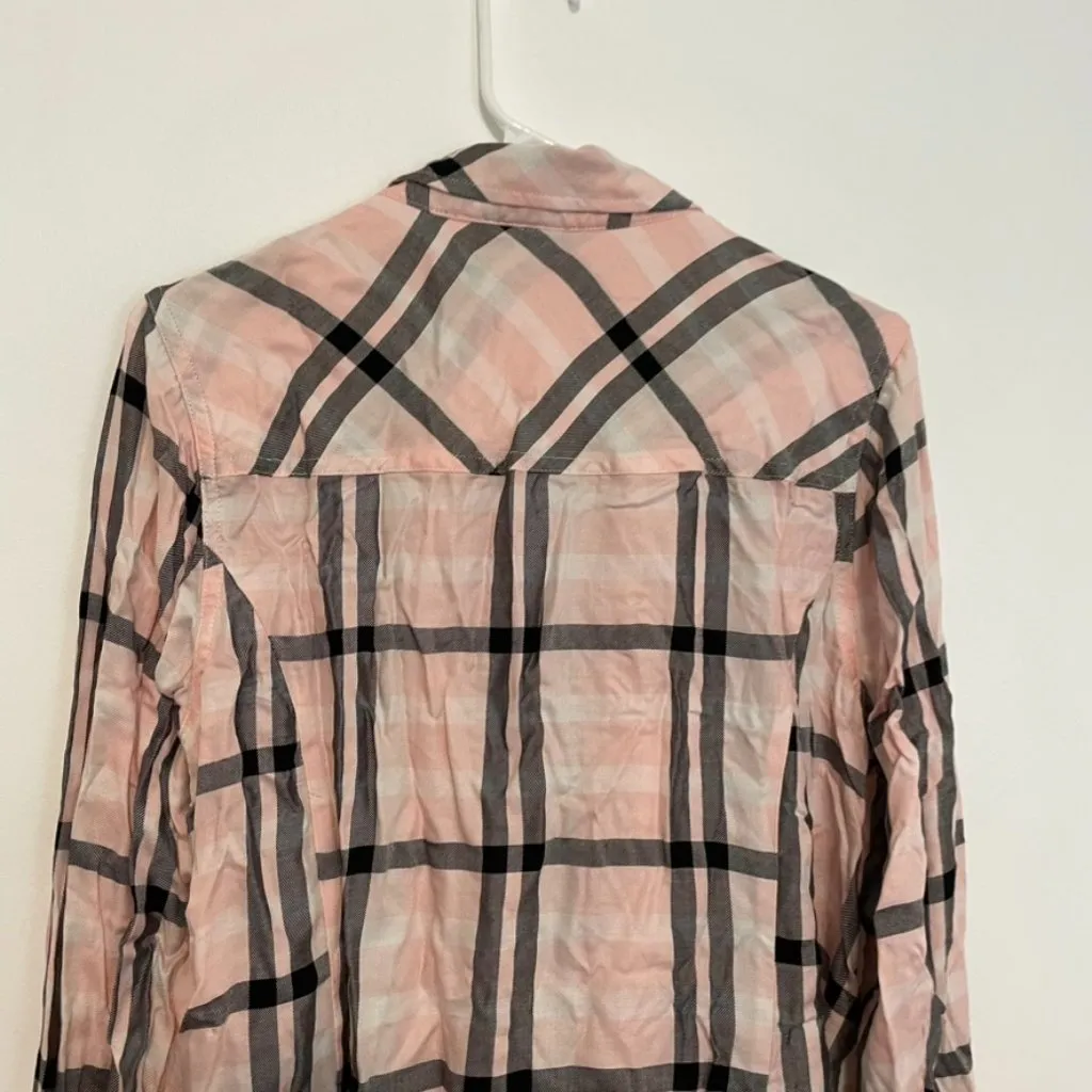 TORRID 1 Plus Size Taylor Plaid Tie Front Slim Fit Twill Shirt Baby Pink Flannel - Image 12