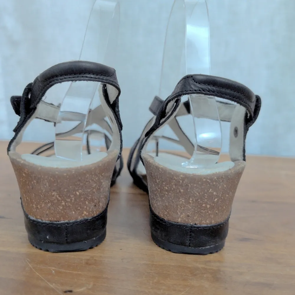 MERRELL Women's Revalli Aura Wedge Strappy Black Leather Sandal Size 8 - Image 6