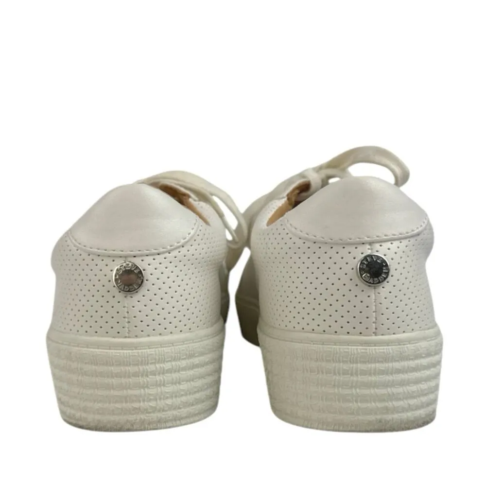 Steve Madden Toliver Women's White Leather Lace Up Low Top Sneakers Shoes 10 - Image 3